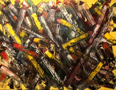 Painting titled "Crayons de l'artiste" by Gérard Favory, Original Artwork, Oil Mounted on Wood Stretcher frame