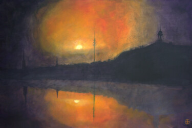 Schilderij getiteld "Bordeaux sunset" door Gerard Jouannet, Origineel Kunstwerk, Acryl