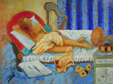 Painting titled "Euterpe" by Gérard Michel, Original Artwork, Acrylic Mounted on Wood Stretcher frame