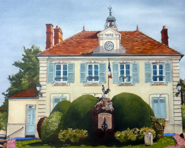 Картина под названием "Mairie de Clairefon…" - Gerard Monborren, Подлинное произведение искусства, Масло
