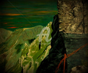 Peinture intitulée "Sentier de crête au…" par Gérard Pitavy, Œuvre d'art originale, Acrylique
