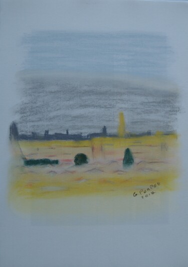 Tekening getiteld "paysage urbain" door Gerard Pompee, Origineel Kunstwerk, Pastel