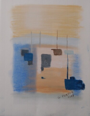 Drawing titled "les voiliers" by Gerard Pompee, Original Artwork, Pastel