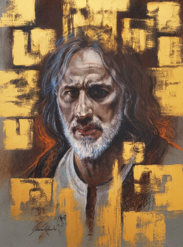 Desenho intitulada "YESHUA ( sur comman…" por Gérard Rombi, Obras de arte originais, Pastel Montado em Cartão