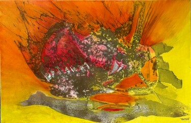 Картина под названием "Éruption" - Gérard Thon, Подлинное произведение искусства, Акрил Установлен на Деревянная рама для но…
