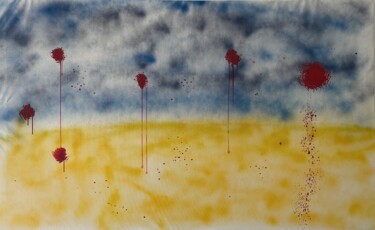 "Ukraine, Bombs & Te…" başlıklı Tablo G. Bartist tarafından, Orijinal sanat, Sprey boya Ahşap Sedye çerçevesi üzerine monte…