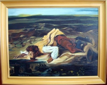 Schilderij getiteld "El Pastor" door Gerardo Rodriguez Granda, Origineel Kunstwerk, Olie