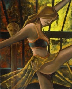 Painting titled "Fille qui danse" by Gérard Simonin, Original Artwork