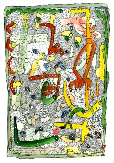 Ζωγραφική με τίτλο ""Versuch, das Chaos…" από Gerhard Pollheide, Αυθεντικά έργα τέχνης, Ακουαρέλα