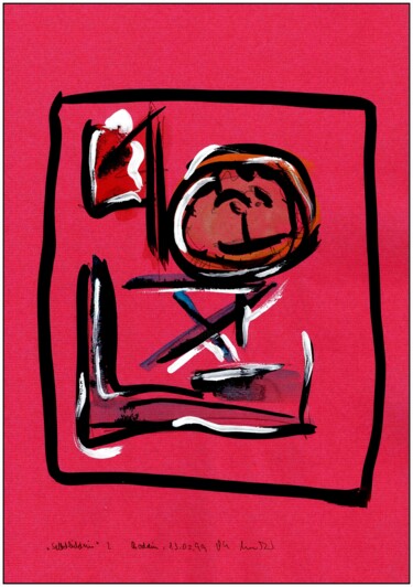 Malerei mit dem Titel ""Selbstbildnis 2"" von Gerhard Pollheide, Original-Kunstwerk, Acryl