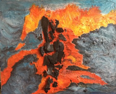 Painting titled "Volcano" by Germaine Mauclere, Original Artwork, Acrylic