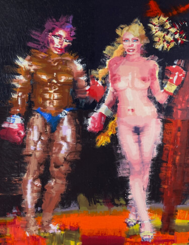 Pittura intitolato "Adam and Eve Garden…" da Gerry Chapleski, Opera d'arte originale, Olio Montato su Telaio per barella in…