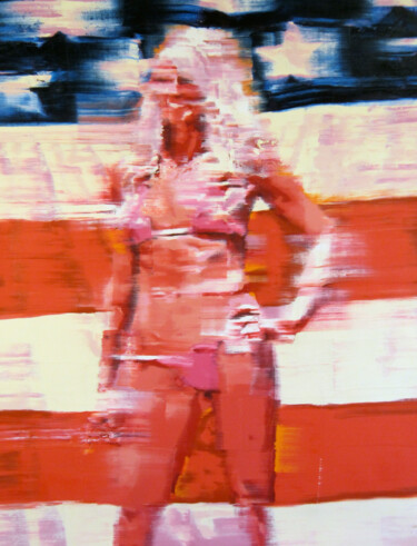 Painting titled "American Girl" by Gerry Chapleski, Original Artwork, Oil Mounted on Wood Stretcher frame