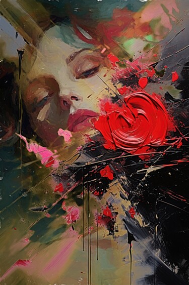 Digitale Kunst mit dem Titel "The woman sleep in…" von Gerry Martinez, Original-Kunstwerk, Digitale Malerei