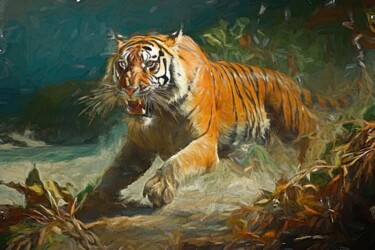 "Tiger Hunting in a…" başlıklı Dijital Sanat Gerry Martinez tarafından, Orijinal sanat, Dijital Resim