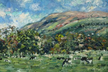 Peinture intitulée "Cowfield, Bute Isla…" par Gerry Miller, Œuvre d'art originale, Huile