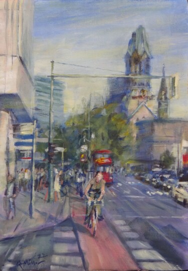 Pintura titulada "Berlin Biking" por Gerry Miller, Obra de arte original, Acrílico
