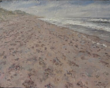 Painting titled "Footsteps on the Be…" by Gerry Miller, Original Artwork, Oil