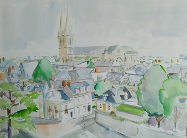 Malerei mit dem Titel "Vue des remparts du…" von Gerzé François, Original-Kunstwerk, Aquarell