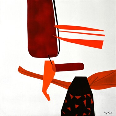 Peinture intitulée "Composition ocre ro…" par Gérard Gelin, Œuvre d'art originale, Acrylique