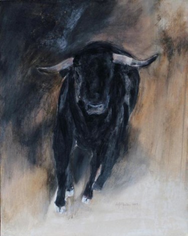 Peinture intitulée "taureau 2" par Anneghelf, Œuvre d'art originale