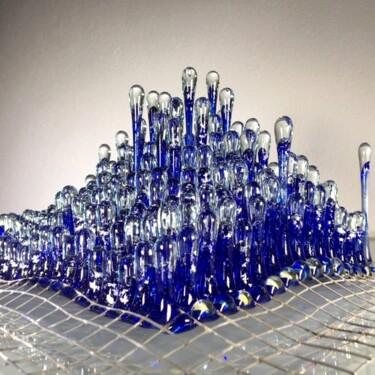 Sculpture titled "Cathédrale bleue" by Ghislaine Chapuis, Original Artwork, Glass