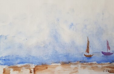 Painting titled "Marine2" by Ghislaine Rimmen-Mohl, Original Artwork, Watercolor