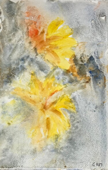 Painting titled "Soucis" by Ghislaine Rimmen-Mohl, Original Artwork, Watercolor