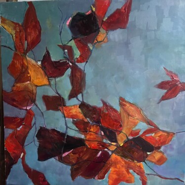 Painting titled "Feuilles d’automne" by Ghislaine Rimmen-Mohl, Original Artwork, Oil