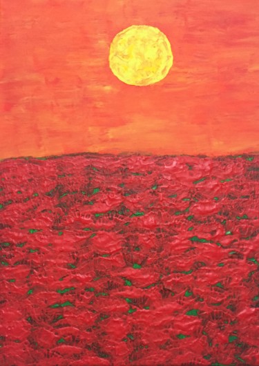 Painting titled "Red evening" by Giart, Original Artwork, Acrylic