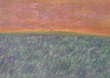 Drawing titled "Sunset over lavende…" by Giart, Original Artwork, Pastel