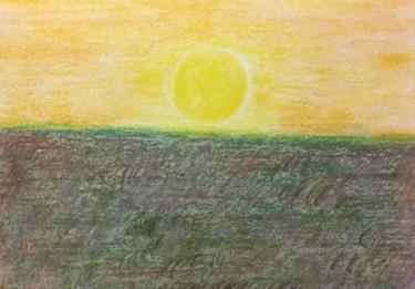 Disegno intitolato "Sunrise over the fi…" da Giart, Opera d'arte originale, Pastello