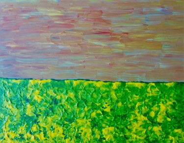 Painting titled "Rapeseed field" by Giart, Original Artwork, Acrylic