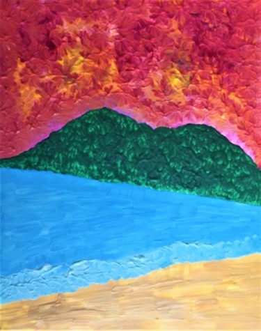 Painting titled "The Pink Sunset" by Giart, Original Artwork, Acrylic