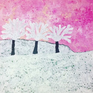Картина под названием "Winter evening" - Giart, Подлинное произведение искусства, Акрил
