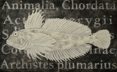 Pittura intitolato "Taxonomic fish" da Gian Luigi Delpin, Opera d'arte originale, Acrilico Montato su Telaio per barella in…