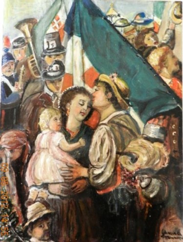 Pittura intitolato "La partenza del Pat…" da Giancarla Macerata, Opera d'arte originale