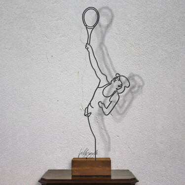 Скульптура под названием "Filo x il tennis 02" - Giancarlo Morandi, Подлинное произведение искусства, проволочный