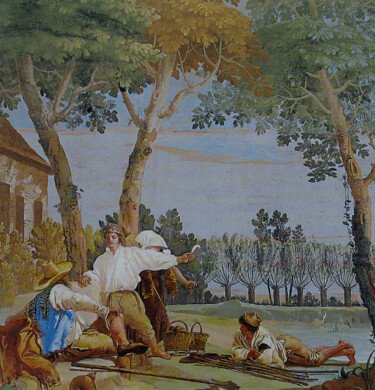 绘画 标题为“Paysans au repos” 由Giandomenico Tiepolo, 原创艺术品, 油