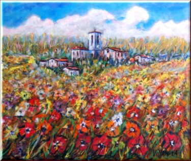 Pintura titulada "Paesaggio in fiore" por Gianfranco Villanova, Obra de arte original, Oleo