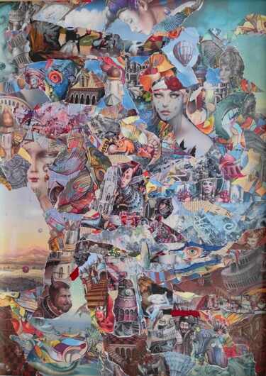 Collages getiteld "Dans un monde d'aut…" door Giango, Origineel Kunstwerk, Collages