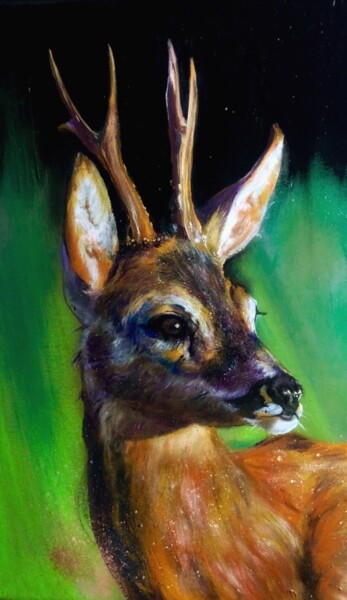 Pittura intitolato "Pleiadian Deer" da Gianluca Fascetto, Opera d'arte originale, Olio