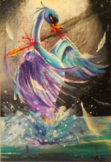 Картина под названием "Dead Swan" - Gianluca Fascetto, Подлинное произведение искусства, Масло