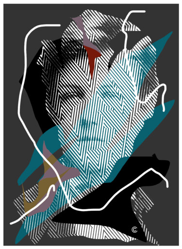 Druckgrafik mit dem Titel "RIMBOUD" von Gianluca Ferreri, Original-Kunstwerk, Digitaldruck