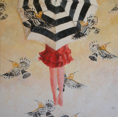 Ζωγραφική με τίτλο "Io volo con le Upupe" από Gianna Bucelli, Αυθεντικά έργα τέχνης, Λάδι