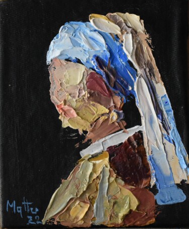 Pittura intitolato "L'orecchino di perla" da Gianni Mattu, Opera d'arte originale, Olio