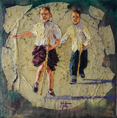 Pintura titulada "Gara con i cavallin…" por Gianni Mattu, Obra de arte original, Oleo Montado en Bastidor de camilla de made…