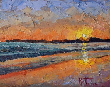 「spiaggia al tramont…」というタイトルの絵画 Gianni Mattuによって, オリジナルのアートワーク, オイル