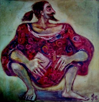 Painting titled "Storyteller N" by George Rurua, Original Artwork, Oil