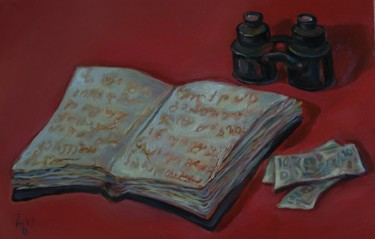 Painting titled "Book" by George Rurua, Original Artwork, Oil